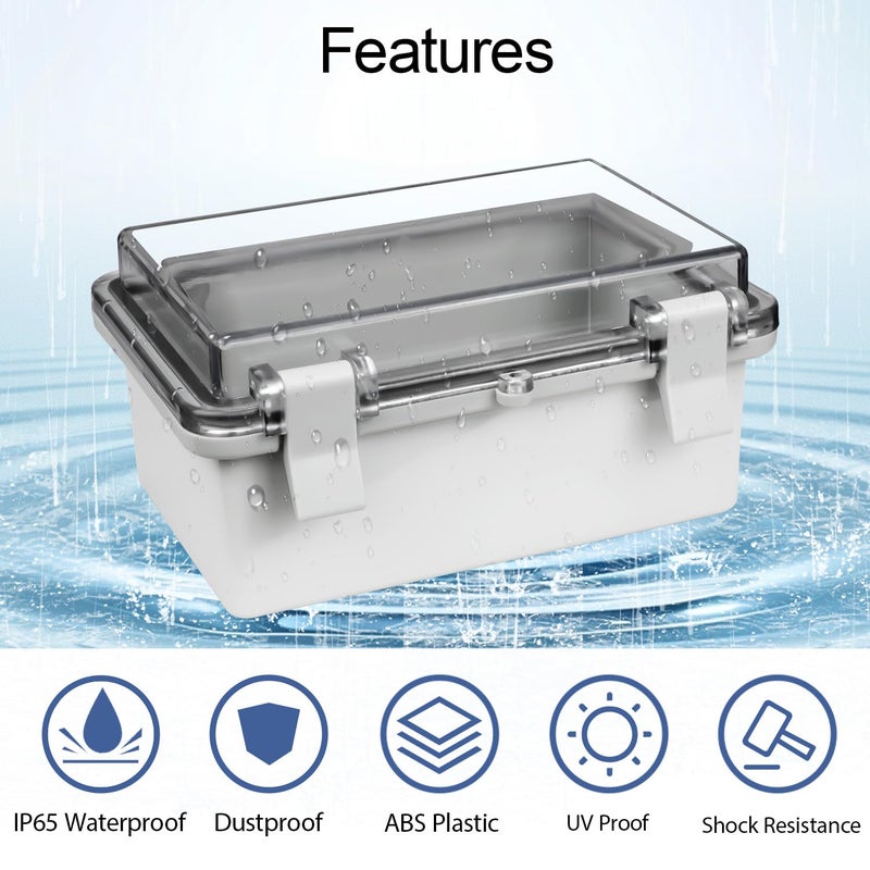 LMioEtool ABS Plastic Dustproof Waterproof IP65 Junction Box Hinged Shell Universal Electrical Project Enclosure Gray, with PC Transparent Clear Cover 5.9 x 3.9 x 2.8inch(150 x100 x70mm) - Image 3